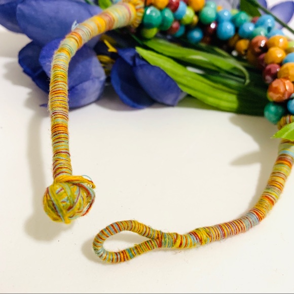 Ceramic multi Bead Woven Thread necklace - Picture 7 of 11